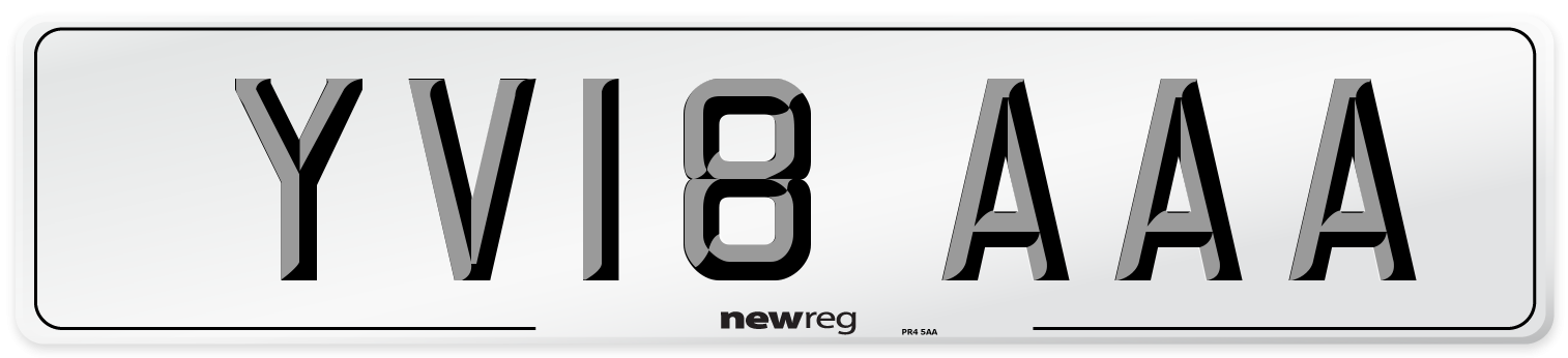 YV18 AAA Number Plate from New Reg